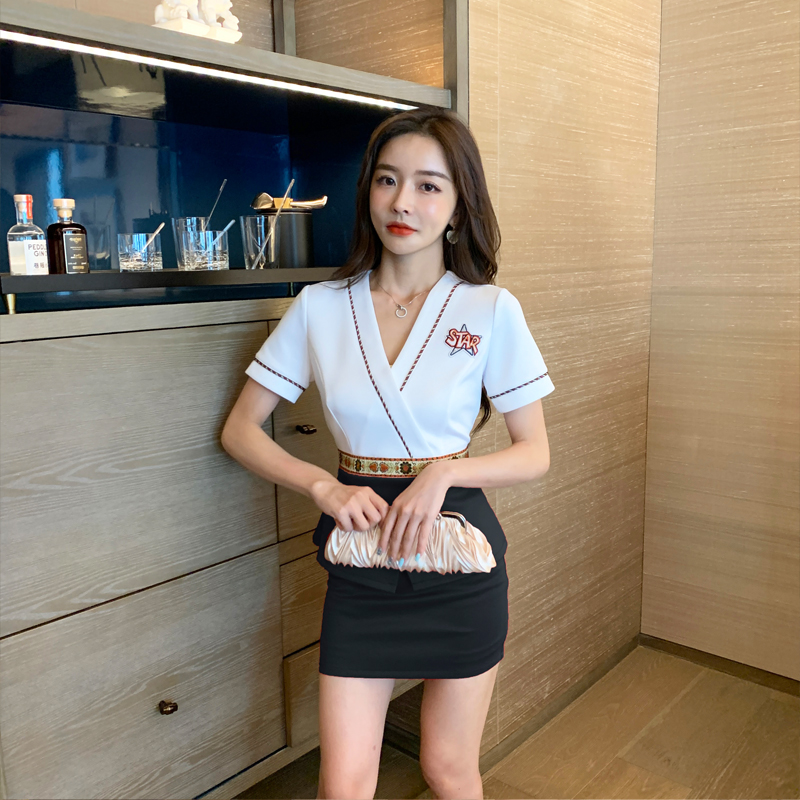 新款夜店制服足浴工作服桑拿技师服空姐性感显瘦夜场足疗大码套装