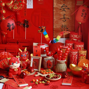 马年全家福亲子照摄影道具春节表演装饰挂件儿童新年拍照道具摆件