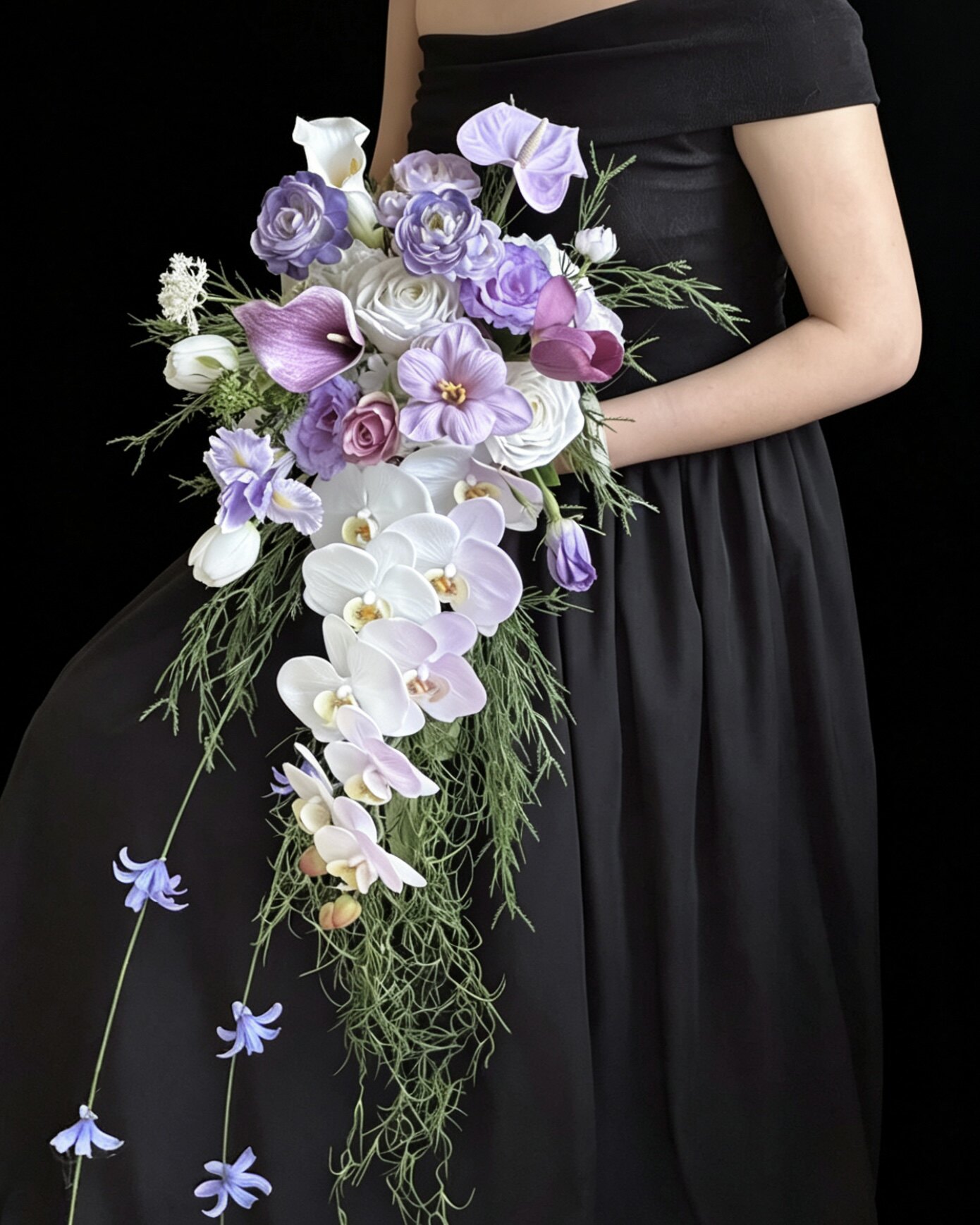 2026新款多款手捧花仿真花紫色水滴瀑布结婚领证婚庆订婚摄影道具