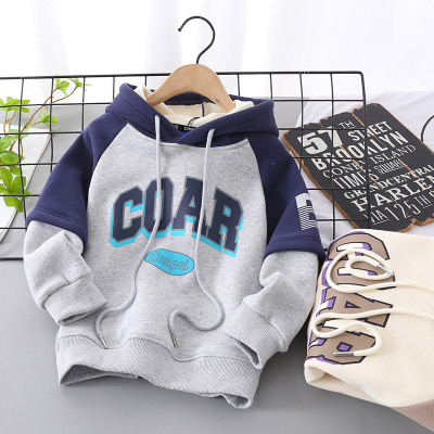 儿童一体加绒卫衣帽衫冬季不起球