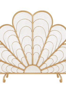 美式落地铁艺雕花艺术壁炉屏风隔断镂空家用孔雀形状火炉围栏新品