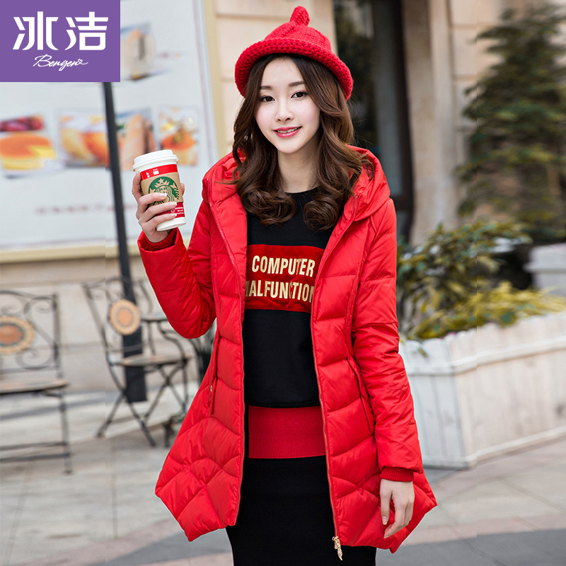 冰洁秋冬新款潮流A字版型连帽女式中长款羽绒服外套J1501020|msdalam kategori Butik wanita / wanita, Down - dari Buy2taobao.com untuk memberikan perkhidmatan ejen Taobao profesional membeli