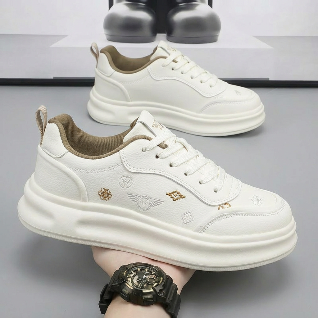 2026春季新款小白鞋男百搭潮牌厚底刺绣休闲鞋板鞋轻便运动鞋,流行男鞋,单鞋,淘宝优惠券,粉丝福利购,淘宝优惠卷