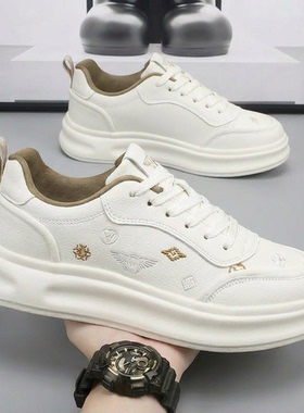 2026春季新款小白鞋男百搭潮牌厚底刺绣休闲鞋板鞋轻便运动鞋