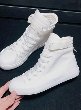 tfboys易烊千玺同款韩版高帮内增高白色帆布鞋学生春季百搭女鞋