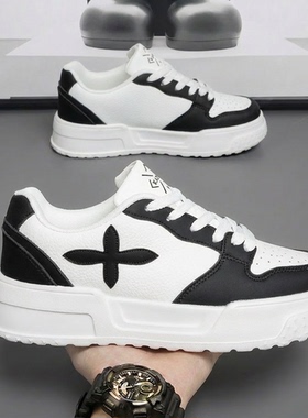 时尚小白鞋男2026春季百搭厚底松糕休闲板鞋学生轻便运动潮鞋代发
