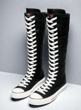 2024网红款高帮帆布鞋女内休闲鞋韩版百搭平跟鞋跳舞拉链街舞鞋