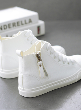 2019春款白色皮面高帮内增高显瘦小白鞋百搭文艺ins板鞋女休闲鞋