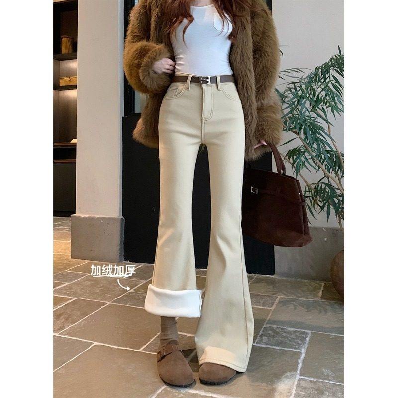 加绒加厚保暖微喇叭牛仔裤女秋冬2026新款高腰辣妹气质拖地长裤潮,女装/女士精品,牛仔裤,淘宝优惠券,粉丝福利购,淘宝优惠卷
