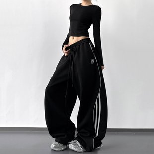 韩舞团2026秋冬新款 街舞高个子直筒宽松休闲运动卫 复古山系机能裤