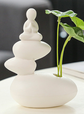 简约无相佛人物小和尚水培花插家居办公室桌面陶瓷花器小摆件禅意
