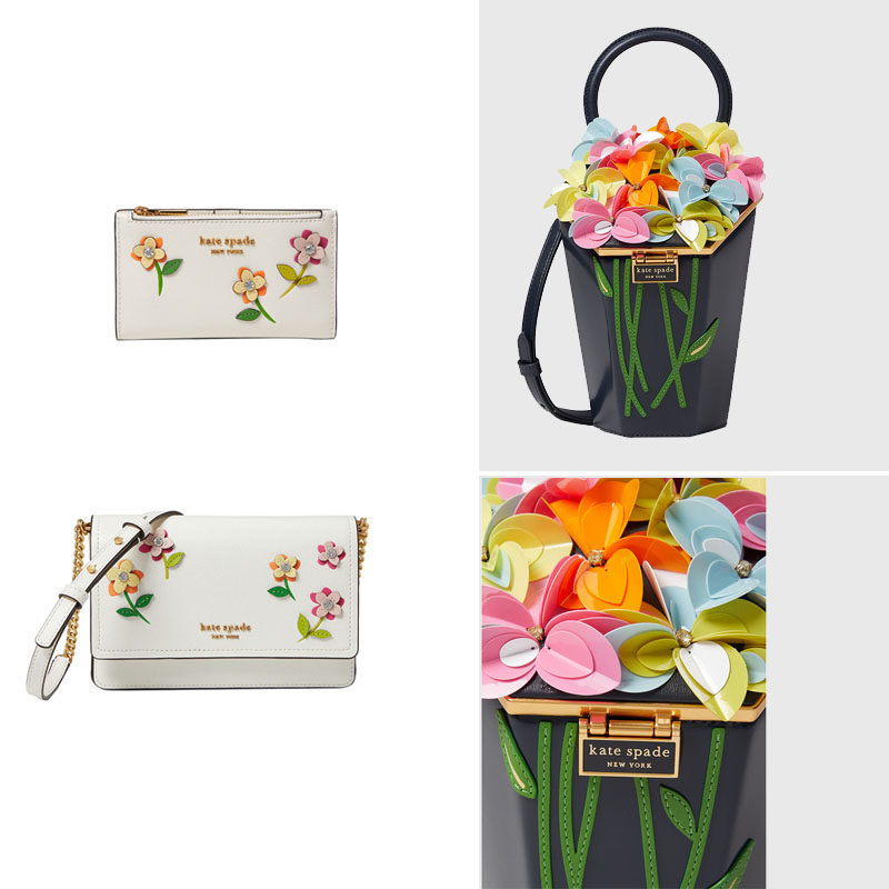 katespade立体花朵零钱包手提包