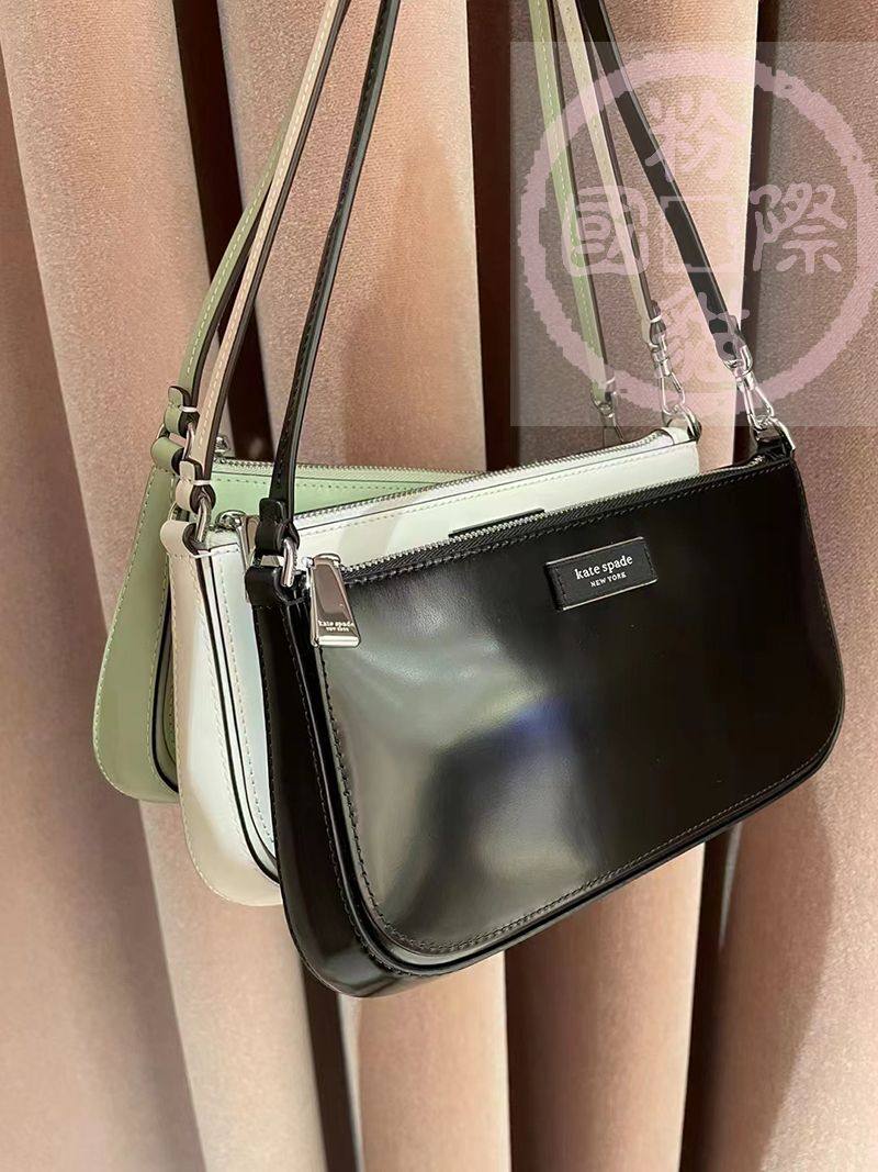 katespade尼龙拼皮手腕包麻将包