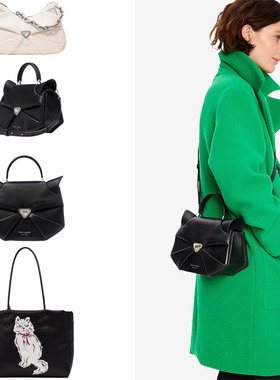 kate spade折纸立体猫咪手提包柔软羊皮urban jungle白色猫咪托特