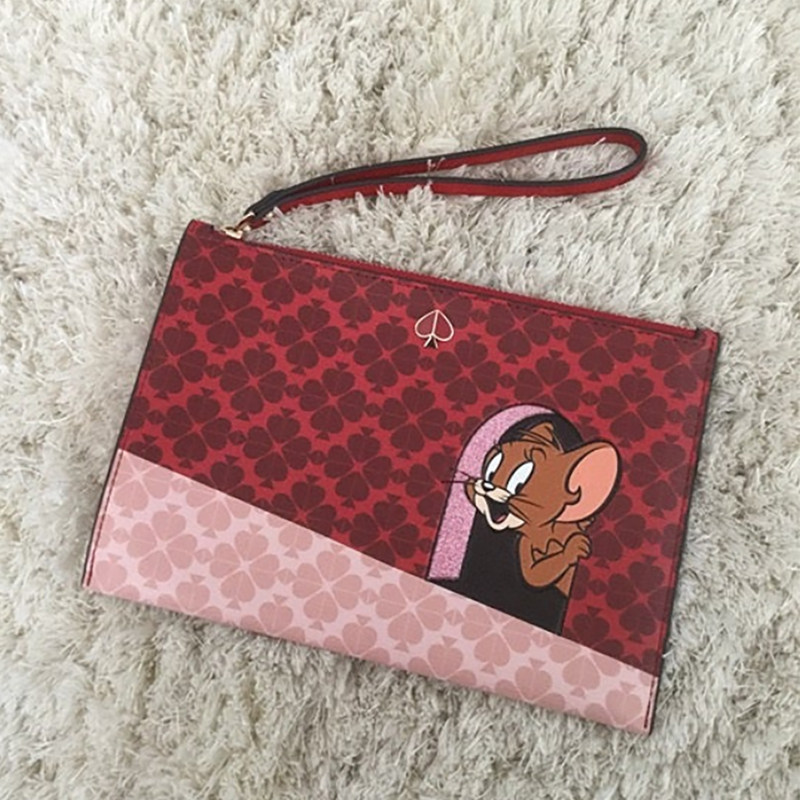 Kate Spade JERRY老鼠限定红桃心老花手拿包短款钱包钥匙扣包挂KS