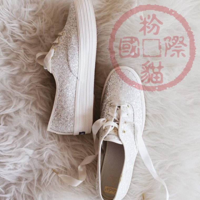 keds泰勒秀晶katespade备婚鞋联名款厚底亮片鞋增高蝴蝶结丝带KS
