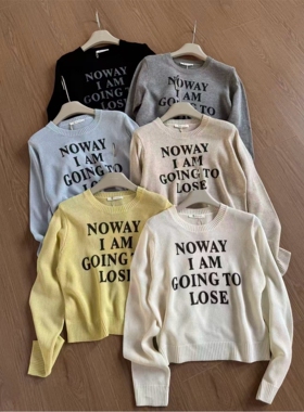 缤典BD正品圆领字母针织衫女长袖洋气气质百搭多色简约上衣2026春