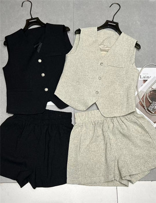 两件套套装女短款马甲短裤