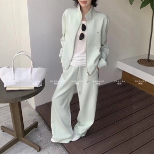 NANAHAN正品两件套套装立领长袖拉链开衫+松紧腰直筒裤休闲百搭女