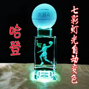 哈登周边摆件生日礼物男生科比詹姆斯杜兰特库里欧文水晶手办礼品