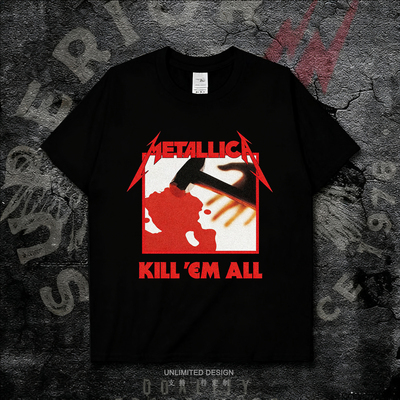 Metallica金属乐队欧美摇滚印花数码直喷纯棉短袖T恤男女宽松夏季