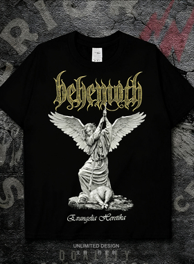 Behemoth乐队周边欧美黑金属摇滚印花男女款纯棉短袖T恤上衣夏