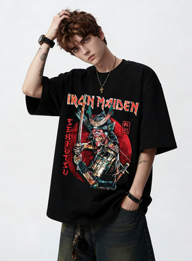 Iron Maiden铁娘子乐队欧美摇滚金属印花宽松纯棉短袖T恤男女款夏