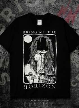 Bring Me The Horizon黑色短袖T恤男女摇滚乐队周边印花纯棉夏季
