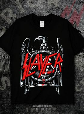 Slayer乐队欧美摇滚印花数码直喷男女款纯棉短袖T恤上衣夏可定制