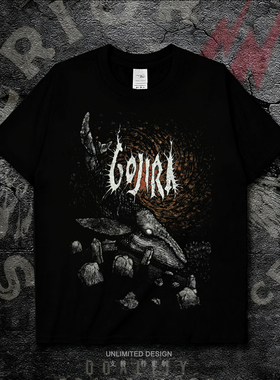 法国前卫金属GOJIRA乐队深海鲨鱼复古摇滚印花男女纯棉短袖T恤夏