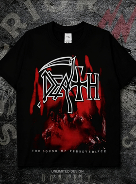 DEATH乐队周边摇滚短袖T恤男女宽松骷髅印花纯棉圆领上衣痞帅夏季