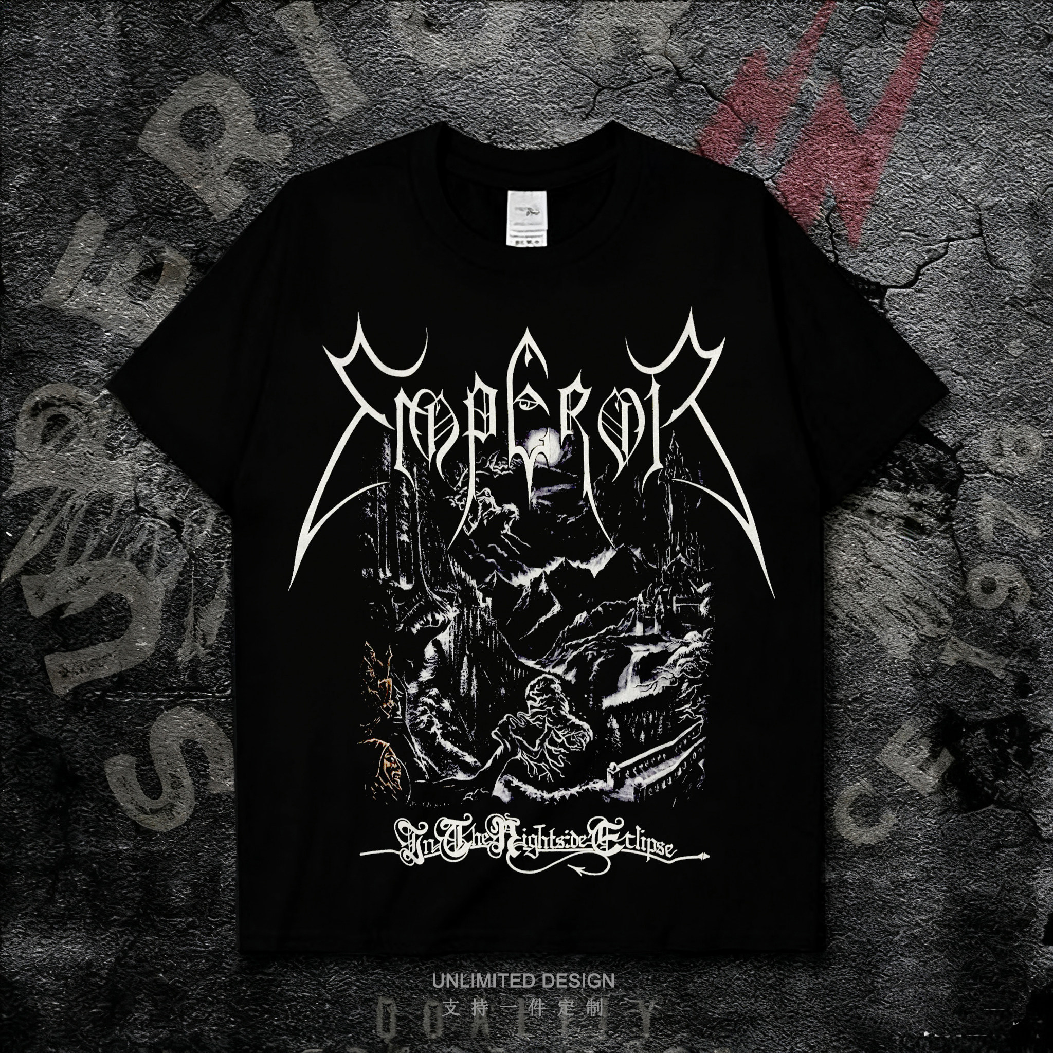 EMPEROR重金属乐队黑色短袖T恤男女款摇滚高街风印花纯棉上衣夏季