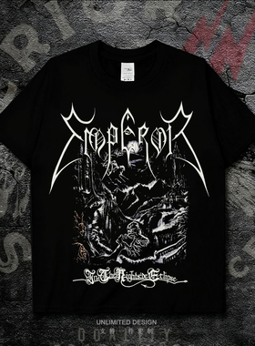EMPEROR重金属乐队黑色短袖T恤男女款摇滚高街风印花纯棉上衣夏季