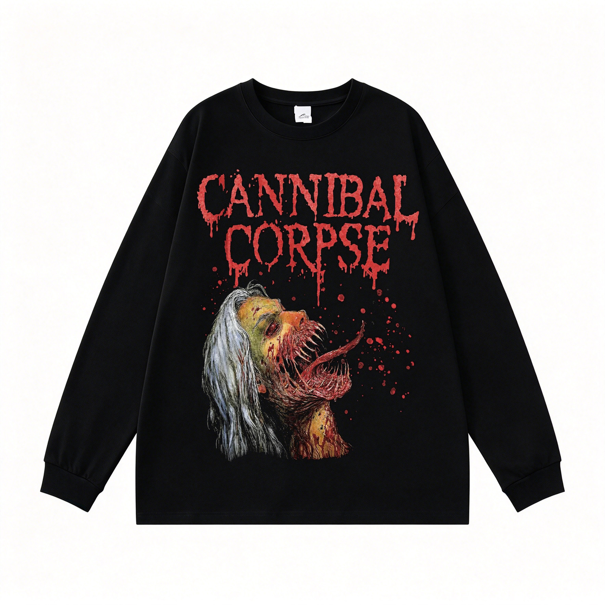 欧美死亡金属CANNIBAL CORPSE食人尸乐队印花长袖纯棉T恤男女春秋