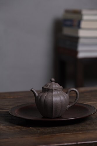志修斋陶手周传全手工筋纹器 秋水壶 老段泥 165cc师承吴东元老师