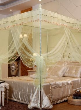 蚊帐三开门公主风落地支架加粗加密1.2米1.5m1.8m床双人家用新款