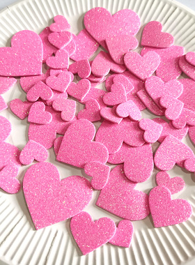 婚礼装饰品粉红色爱心亮闪闪桃心金粉亮粉心形装饰贴纸金闪闪贴纸