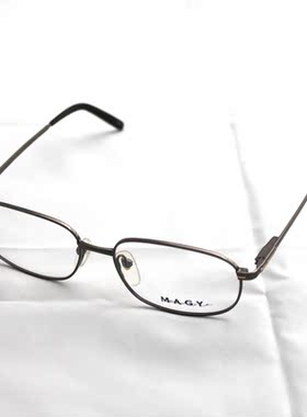 MaGy全框合金近视老花眼镜架弹簧腿635（铁灰色）男款