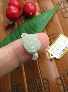 73007花朵款女式戒指内径约16MM 实物拍 缅甸玉天然A货翡翠玉琳阁
