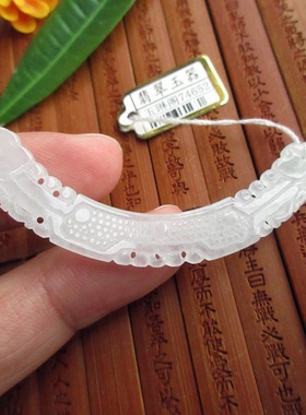 精工款双龙弯条玉横锁骨玉74652天然A货缅甸玉翡翠玉汉服饰品实拍