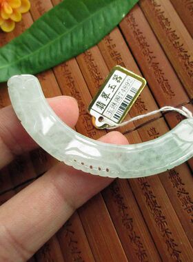 保真冰水款双龙弯条玉横锁骨玉74892手牌缅甸玉天然A货翡翠玉实拍