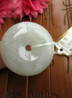 保真实物拍图30mm平安扣大吊坠缅甸玉73619天然A货翡翠玉怀古玉扣