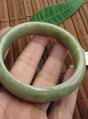 保真58.6mm缅甸玉纯天然A货翡翠玉手镯浅黄翡圆镯76552实拍图送证