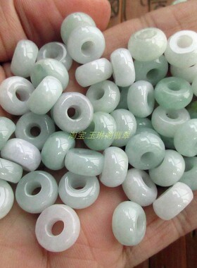 保真12*6mm加厚算盘珠玉扣玉环20552-15缅甸天然A货翡翠玉甜圈N51