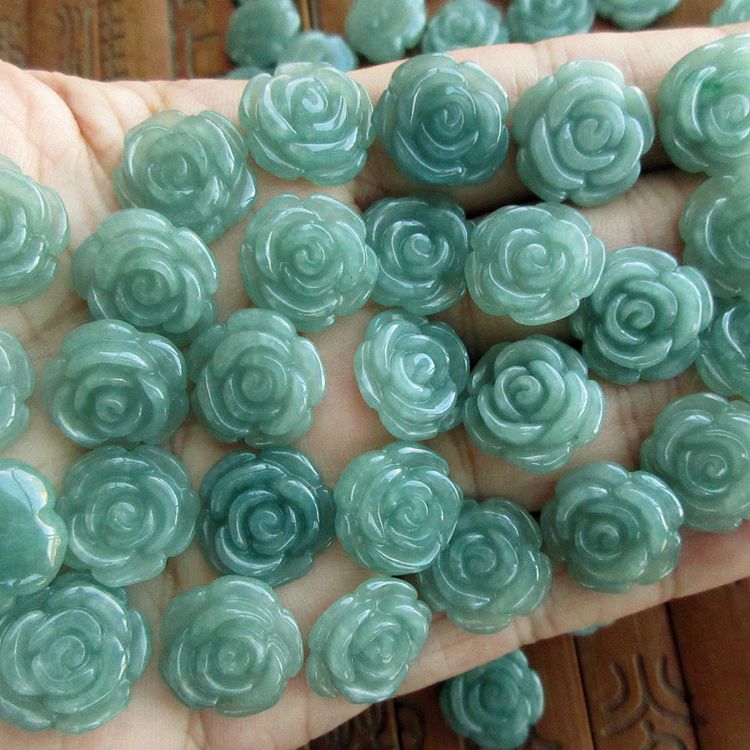 保真小玉玫瑰花坠子缅甸戒指花朵