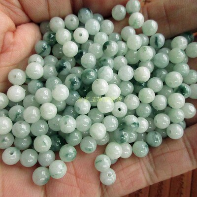 纯天然翡翠玉飘花款小圆珠5.5mm