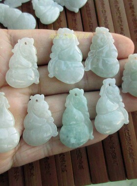 保真如意葫芦吊坠薄款式21709缅甸玉天然A货翡翠玉实物拍图