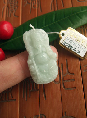 71612包真假一赔三天然翡翠玉A货财神大刀关公小吊坠缅甸玉实拍图