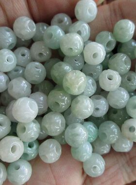 金钱珠8mm雕花大孔珠路路通珠翡翠21179-1缅甸天然A货翡翠玉H23