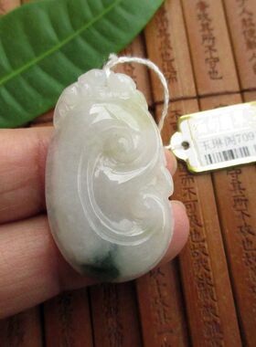 70919天然A货翡翠玉 事事如意吊坠 带飘花款缅甸玉实物拍图玉琳阁